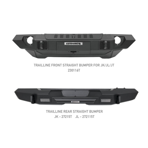 Go Rhino 07-20 Jeep Wrangler JL/JLU/JK/JKU/Gladiator JT Trailline Front Straight Bumper - 230116T