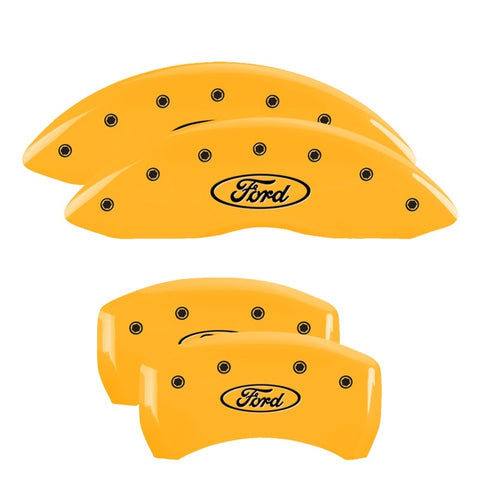 MGP 4 Caliper Covers Engraved Front Mustang Rear Pony Yellow Finish Black Char 1997 Ford Mustang - 10224SMPYYL