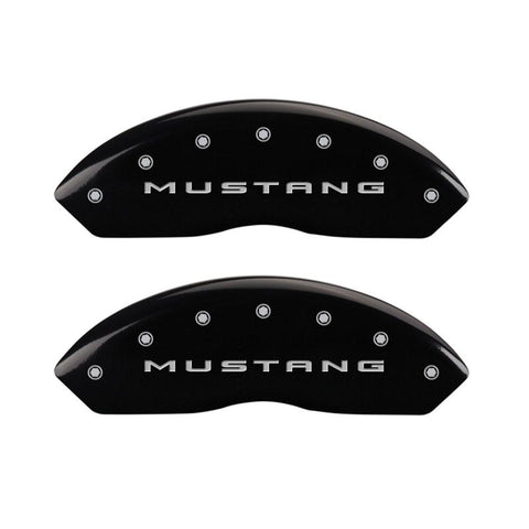 MGP 4 Caliper Covers Engraved Front 2015/Mustang Engraved Rear 2015/Bar & Pony Black finish slvr ch - 10202SMB2BK