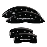 MGP 4 Caliper Covers Engraved Front & Rear Impala Black finish silver ch - 14006SIMPBK