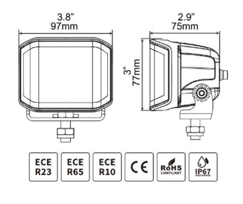 Go Rhino Xplor Blackout Series Cube LED Sideline Flood Light Kit (Surface Mount) 4x3 - Blk (Pair) - 750700321FCS