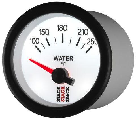 Autometer Stack 52mm 100-250 Deg F 1/8in NPTF Electric Water Temp Gauge - White - ST3258