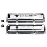 Edelbrock Valve Cover Signature Series Chevrolet 1959-1986 262-400 CI V8 Low Chrome - 4449