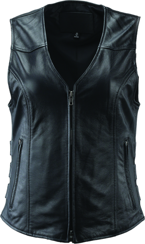 River Road Plains Leather Vest Black Womens - Small - 094412
