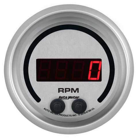 Autometer 85.7mm Silver 0-16K RPM Tachometer Ultra-Lite Elite Digital Gauge - 6798-UL