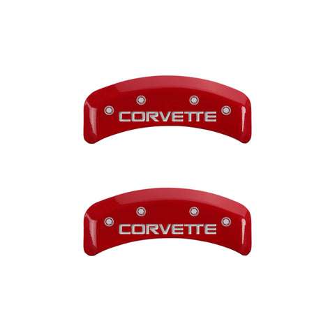 MGP 4 Caliper Covers Gloss Red Engraved with Corvette C4 (Full Kit 4 Pieces) - 13013SCV4RD