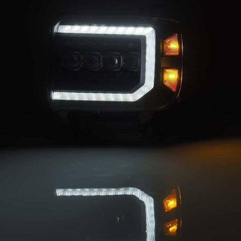 AlphaRex 14-18 GMC Sierra NOVA LED Proj Headlights Plank Style Black w/Activ Light/Seq Signal/DRL - 880617