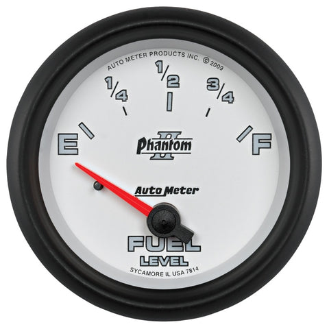 AutoMeter Gauge Fuel Level 2-5/8in. 0 Ohm(e) to 90 Ohm(f) Elec Phantom II - 7814