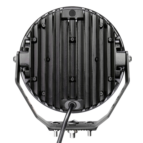 Go Rhino Xplor Blackout Series Round LED Sgl Driving Kit w/DRL (Surface/Thread Stud Mnt) 9in. - Blk - 751700911DRS