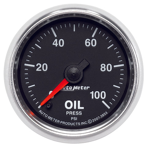 Autometer GS Series 2-1/16in Oil Pressure Gauge 100PSI Electric Full Sweep - 3853