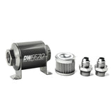 DeatschWerks Stainless Steel 8AN 10 Micron Universal Inline Fuel Filter Housing Kit (70mm) - 8-03-070-010K-8
