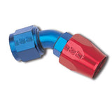 Russell Performance -6 AN Red/Blue 120 Degree Full Flow Hose End (1in Centerline Radius) - 610220