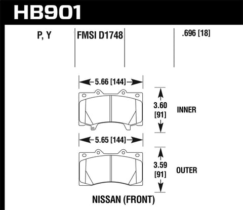 Hawk 11-13 Infiniti QX56 / 14-17 Infiniti QX80 Super Duty Street Rear Brake Pads - HB902P.587