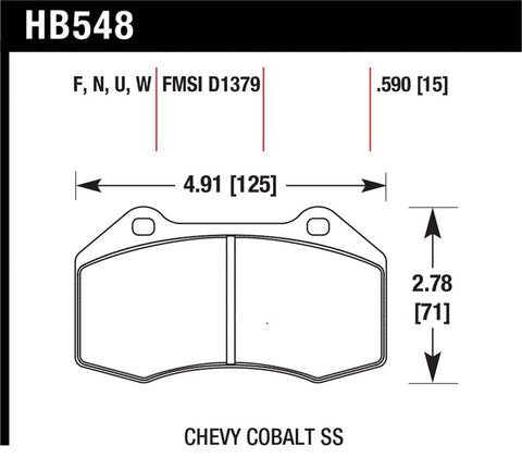 Hawk Renault Clio / Cobalt SS DTC-70 Front Brake Pads - HB548U.510