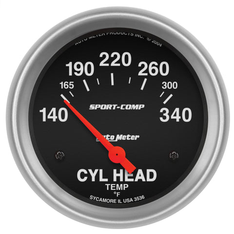 AutoMeter Gauge Cylinder Head Temp 2-5/8in. 140-340 Deg. F Electric Sport-Comp - 3536