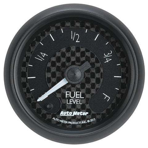 Autometer GT Series 52mm Full Sweep Electronic 0-280 ohm Fuel Level Programmable Empty-Full Range - 8010
