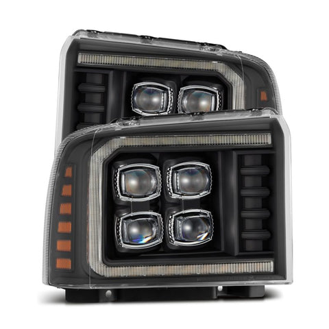 AlphaRex 05-07 Ford F250/350/450/550 Super Duty NOVA LED Proj HL Blk w/Actv Light & Seq Sig + SB DRL - 880319