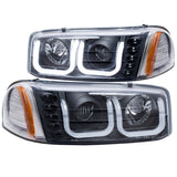 ANZO 1999-2006 GMC Sierra 1500 Projector Headlights w/ U-Bar Black - 111303