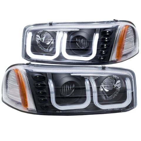 ANZO 1999-2006 GMC Sierra 1500 Projector Headlights w/ U-Bar Black - 111303