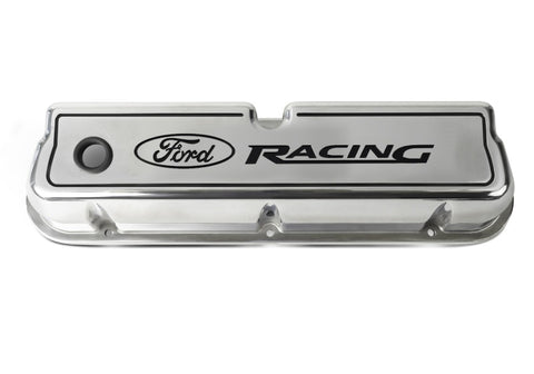 Ford Racing Logo Die-Cast Black Valve Covers Polished - 302-001
