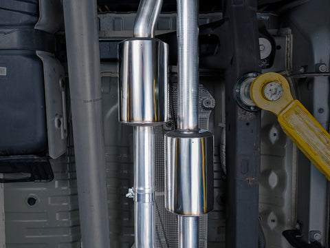 AWE Tuning 4th Gen GM 1500 6.2L 0FG Cat-Back Split Rear Exit (w/ Bumper Cutouts) - Quad Chrome Tips - 3015-42203