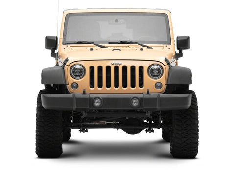 Raxiom 07-18 Jeep Wrangler Axial Series 7-Inch LED Headlights w DRL/ Black Housing - Clear Lens - J178741