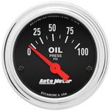 Autometer Traditional Chrome 52mm 0-100 PSI Short Sweep Electrical Oil Pressure Gauge - 2522