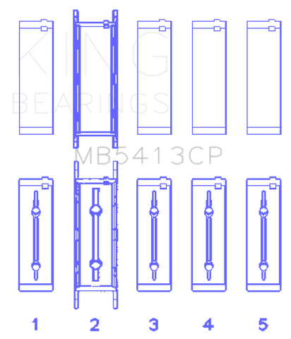 King Engine Bearings Opel LNF/LSJ/L42/61/Z22SE Crankshaft Main Bearing Set (Set of 5) - MB5413CP