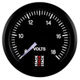 Autometer Stack 52mm 8-18V Pro Stepper Motor Battery Voltage Gauge - Black - ST3316