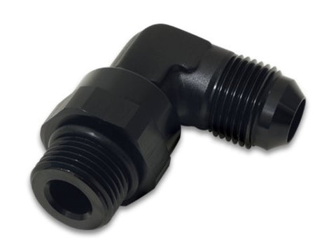 Vibrant -12AN Male Flare to Male -12AN ORB Swivel 90 Degree Adapter Fitting - Anodized Black - 16970