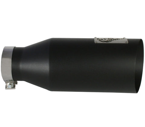 aFe MACHForce XP Exhausts Tips SS-304 EXH Tip 4In x 7Out x 18L Bolt-On (blk) - 49-92023-B