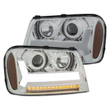 ANZO 2006-2009 Chevrolet Trailblazer Projector Headlights w/ Plank Style Design Chrome w/ Amber - 111391