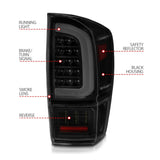 ANZO 16-21 Toyota Tacoma LED Tail Lights - w/ Light Bar Sequential Black Housing & Smoke Lens - 311401