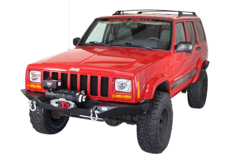 Fishbone Offroad Cherokee XJ Front Winch Bumper W/O Grille Guard Bullhead Steel - Blk Txtrd Pwdrcoat - FB22059