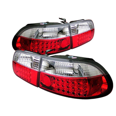 Spyder Honda Civic 92-95 3DR LED Tail Lights Red Clear ALT-YD-HC92-3D-LED-RC - 5004741
