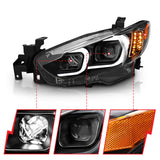 ANZO 2014-2015 Mazda 6 Projector Headlights w/ Plank Style Design Black - 121516
