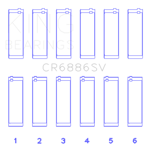 King Engine Bearings Mercedes Benz M 276 DE35 Sputter Replacement (Size +0.50mm) Conrod Bearing Set - CR6886SV0.5
