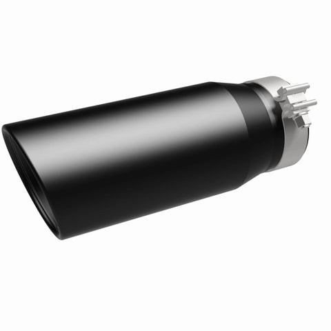 MagnaFlow Tip Stainless Black Coated Single Double Round Single Outlet 5in Dia 4in Inlet 13in L - 35240