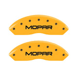 MGP 2 Caliper Covers Engraved Front Mopar Yellow Finish Black Char 2006 Jeep Wrangler - 42009FMOPYL
