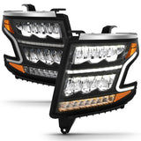 ANZO 15-20 Chevy Tahoe/Suburban LED Light Bar Style Headlights Black w/Sequential w/DRL w/Amber - 111478