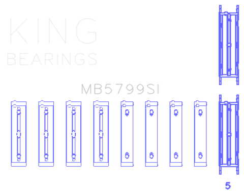 King Engine Bearings Subaru FA20/ Toyota 4U-GSE/ O/S Housing .005in Main Bearing Set - MB5799SI
