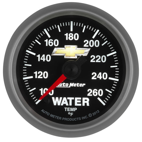 AutoMeter Gauge Water Temp 2-1/16in. 100-260 Deg. F Digital Stepper Motor Chevy Gold Bowtie - 880446