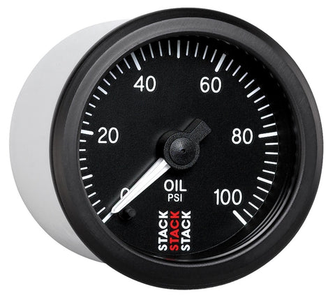 Autometer Stack 52mm 0-100 PSI 1/8in NPTF Male Pro Stepper Motor Oil Pressure Gauge - Black - ST3302