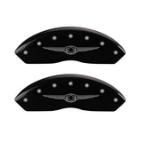 MGP 4 Caliper Covers Engraved Front & Rear Style 1/Chrysler Wing Black finish silver ch - 32021SCW1BK