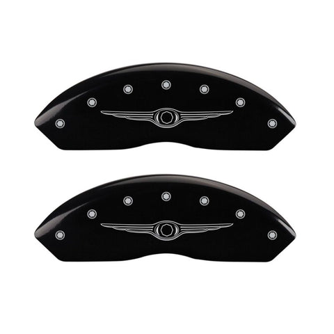 MGP 4 Caliper Covers Engraved Front & Rear Style 1/Chrysler Wing Black finish silver ch - 32021SCW1BK