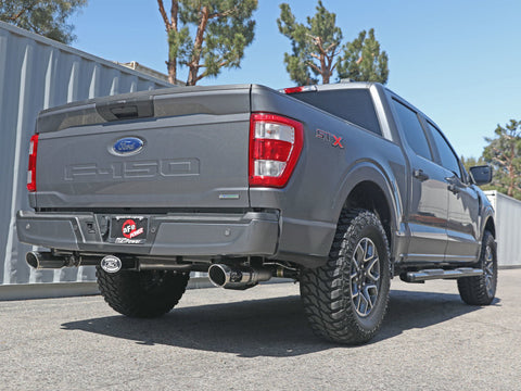 aFe Vulcan 3in 304 SS Cat-Back Exhaust 2021 Ford F-150 V6 2.7L/3.5L (tt)/V8 5.0L w/ Polished Tips - 49-33127-P