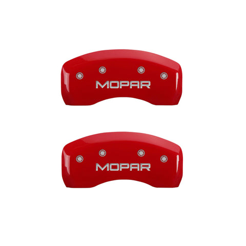MGP 4 Caliper Covers Engraved Front & Rear MOPAR Red finish silver ch - 12192SMOPRD