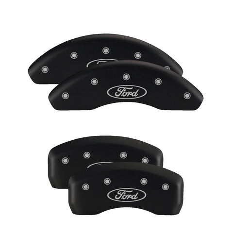 MGP 4 Caliper Covers Engraved Front & Rear Explorer Black finish silver ch - 10215SXPLBK
