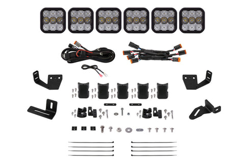 Diode Dynamics Prinsu/Sherpa Roof Racks SS5 6-Pod CrossLink Mounting Kit - Sport White Combo - DD7816