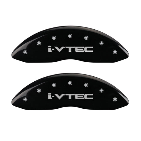 MGP 4 Caliper Covers Engraved Front & Rear I-Vtec Black Finish Silver Char 2017 Acura RDX - 39022SIVTBK